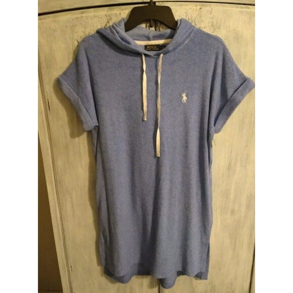 Polo Ralph Lauren hooded dress Blue Twerycloth Small beachy summer casual Nwt - Picture 1 of 9